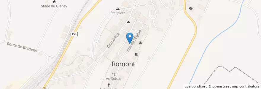Mapa de ubicacion de Cafe des Amis en Zwitserland, Fribourg/Freiburg, District De La Glâne, Romont (Fr).