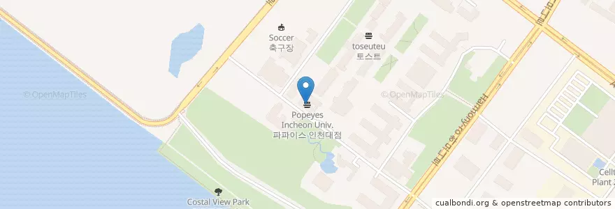 Mapa de ubicacion de 파파이스 인천대점 en Corea Del Sud, 인천, 연수구, 송도동.