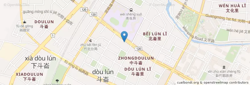 Mapa de ubicacion de 合作金庫商業銀行 en Taiwan, Taiwan Province, Hsinchu County, Zhubei City.