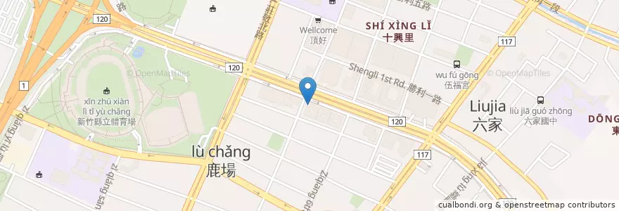 Mapa de ubicacion de 上海商業儲蓄銀行 en Taiwán, Provincia De Taiwán, Condado De Hsinchu, 竹北市.