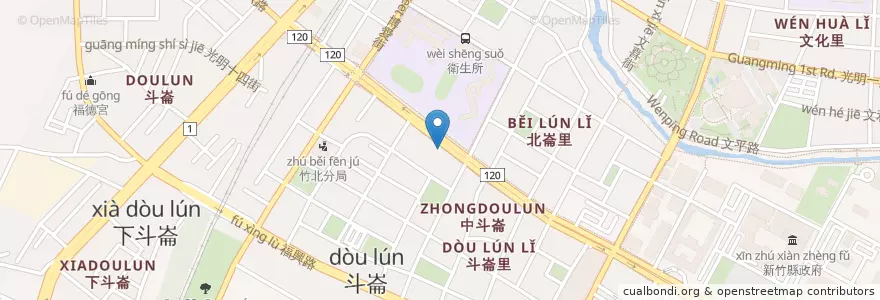 Mapa de ubicacion de 台北富邦銀行 竹北分行 en Taiwan, Taiwan Province, Hsinchu County, Zhubei City.