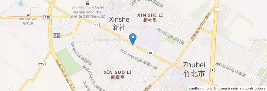 Mapa de ubicacion de 渣打國際商業銀行 en Taiwan, 臺灣省, 新竹縣, 竹北市.