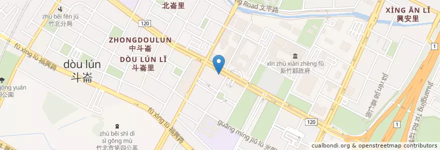 Mapa de ubicacion de 元大商業銀行 en Taiwan, Taiwan Province, Hsinchu County, Zhubei City.