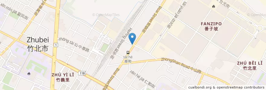 Mapa de ubicacion de 大眾銀行 竹北簡易型分行 en Tayvan, 臺灣省, 新竹縣, 竹北市.