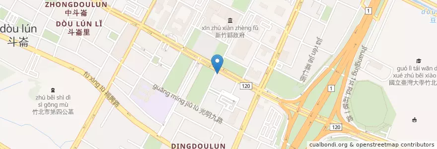 Mapa de ubicacion de 中國信託商業銀行 en Tayvan, 臺灣省, 新竹縣, 竹北市.