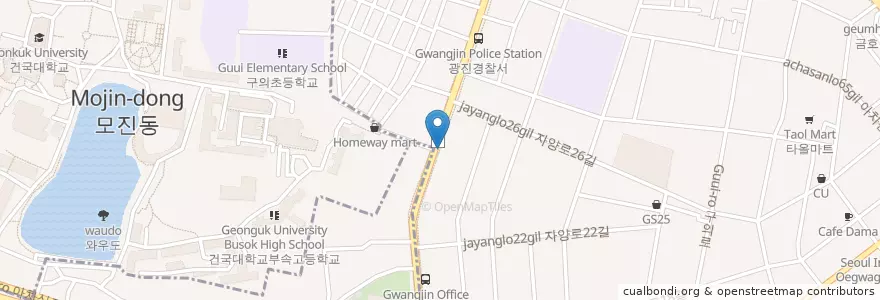 Mapa de ubicacion de Coffee House en Südkorea, Seoul, 광진구, 구의1동.