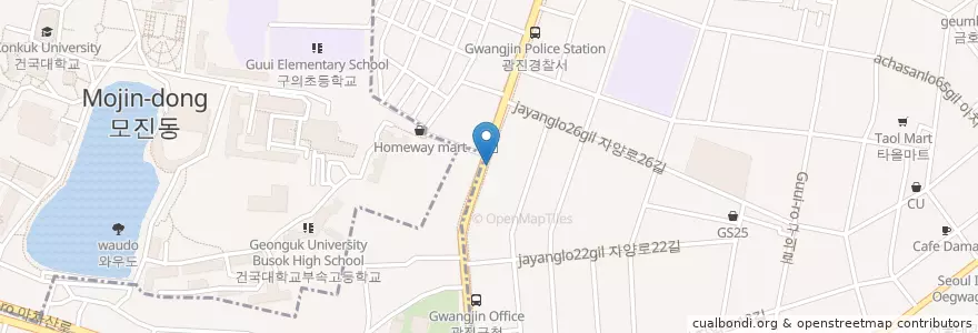Mapa de ubicacion de 수협 (Suhyup) en 대한민국, 서울, 광진구, 구의1동.