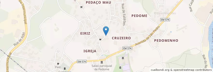 Mapa de ubicacion de Pedome en Portugal, Norte, Braga, Ave, Vila Nova De Famalicão, Pedome.