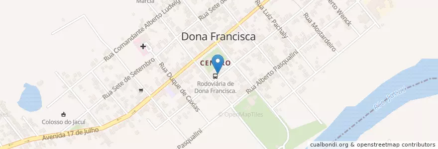 Mapa de ubicacion de Agência de Correios Dona Francisca en ブラジル, 南部地域, リオグランデ・ド・スル, Região Geográfica Intermediária De Santa Maria, Região Geográfica Imediata De Santa Maria, Dona Francisca.