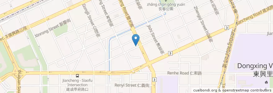 Mapa de ubicacion de Zhongxiao Guoguang Intersection en Taiwan, Taichung, South District.