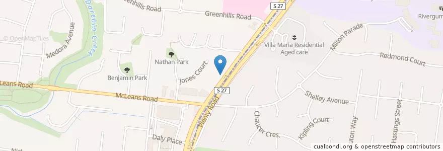 Mapa de ubicacion de Plenty Road Medical Clinic en Australia, Victoria, City Of Whittlesea.