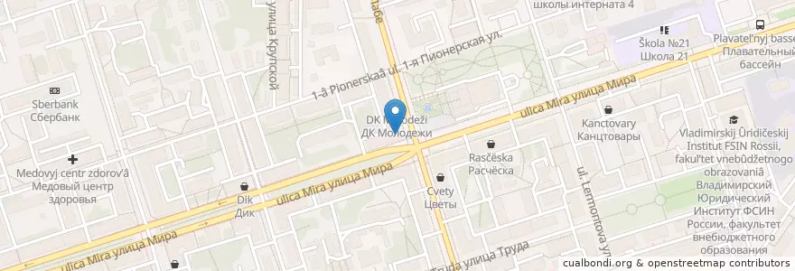 Mapa de ubicacion de Центр-авто en 러시아, Центральный Федеральный Округ, Владимирская Область, Городской Округ Владимир.
