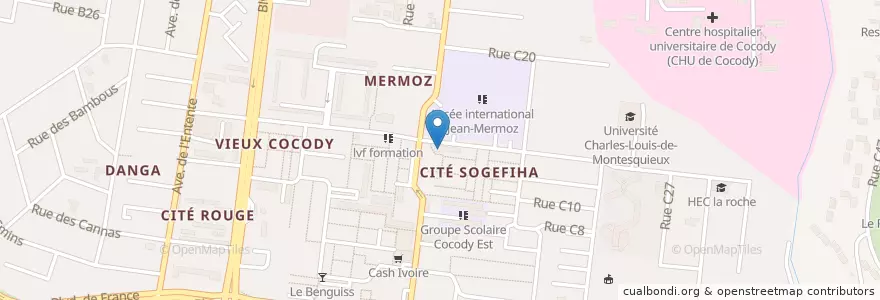 Mapa de ubicacion de Espace 331 en ساحل عاج, آبیجان, Cocody.