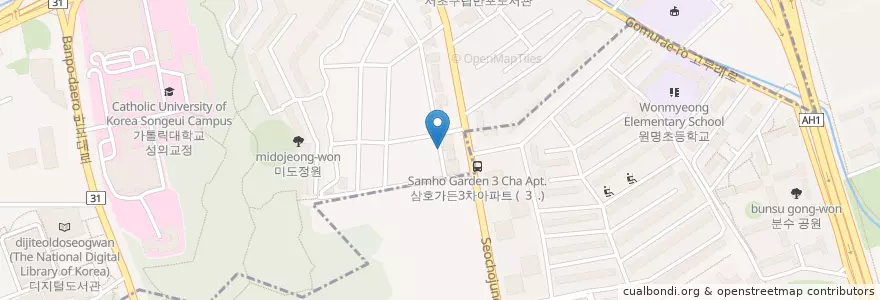 Mapa de ubicacion de 고구려 음식점 en Corée Du Sud, Séoul, 서초구.