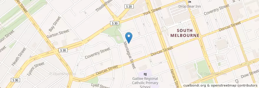 Mapa de ubicacion de O'Connells Hotel en Australie, Victoria, City Of Port Phillip.