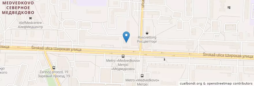 Mapa de ubicacion de Дежурная аптека en Rusia, Distrito Federal Central, Москва, Северо-Восточный Административный Округ, Район Северное Медведково.