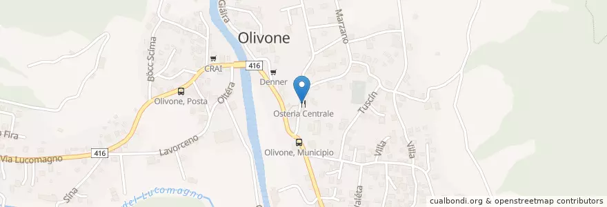 Mapa de ubicacion de Osteria Centrale en Switzerland, Ticino, Distretto Di Blenio, Circolo D'Olivone, Blenio.