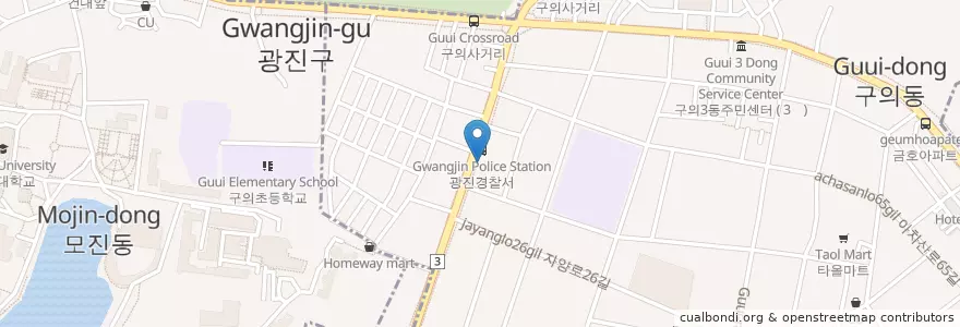 Mapa de ubicacion de Yoger Presso en Südkorea, Seoul, 광진구, 구의1동.