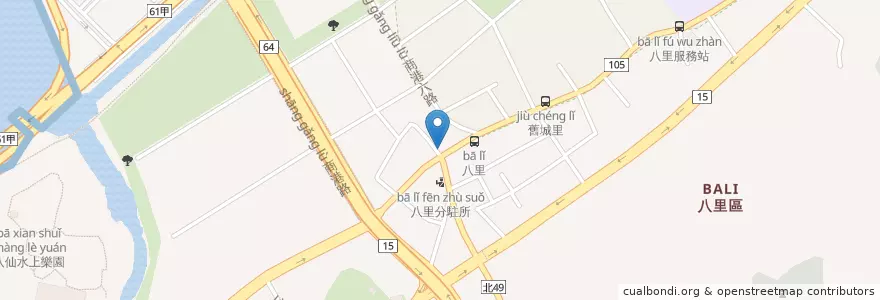 Mapa de ubicacion de 85度C en Taiwán, Nuevo Taipéi, 八里區.