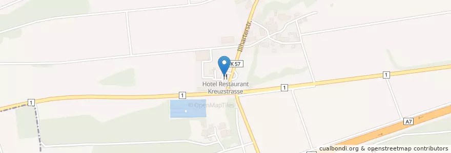 Mapa de ubicacion de Hotel Restaurant Kreuzstrasse en Schweiz/Suisse/Svizzera/Svizra, Thurgau, Bezirk Weinfelden, Wigoltingen.