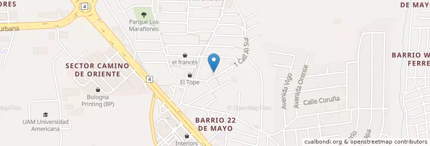 Mapa de ubicacion de Pupusas Los Cheros en Nicaragua, Departamento De Managua, Managua (Municipio).