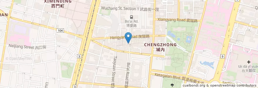 Mapa de ubicacion de 各種中外水果蜜餞 en Taïwan, Nouveau Taipei, Taipei, 中正區.