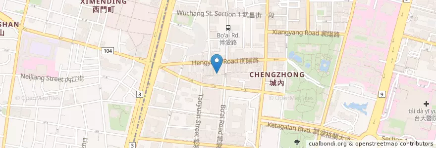 Mapa de ubicacion de 宏福素食餐 en تايوان, تايبيه الجديدة, تايبيه, 萬華區, 中正區.