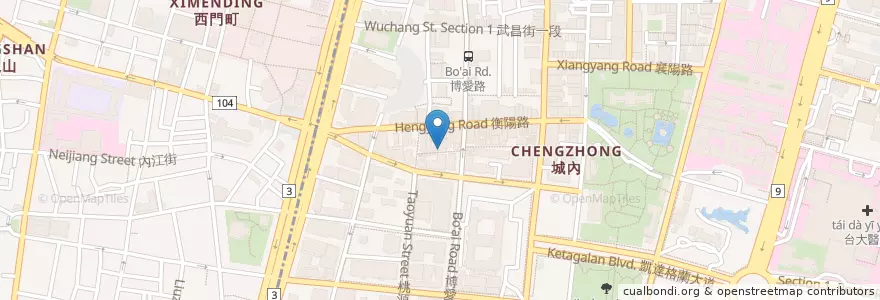 Mapa de ubicacion de 阿樹小吃 en 臺灣, 新北市, 臺北市, 萬華區, 中正區.
