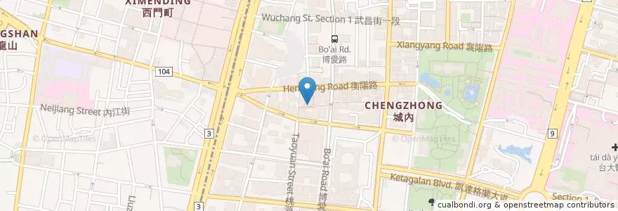 Mapa de ubicacion de 大鼎排骨湯 en تايوان, تايبيه الجديدة, تايبيه, 萬華區, 中正區.