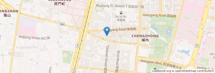 Mapa de ubicacion de 桃源街正宗山東牛肉麵 en Taiwan, 新北市, Taipei, 萬華區, 中正區.