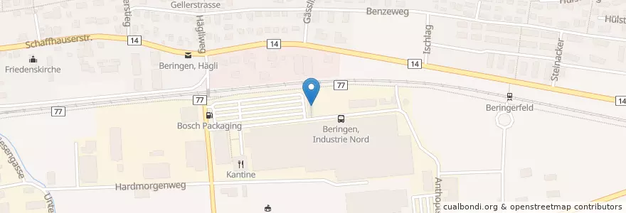 Mapa de ubicacion de Syntegon Packaging en スイス, Schaffhausen, Beringen.