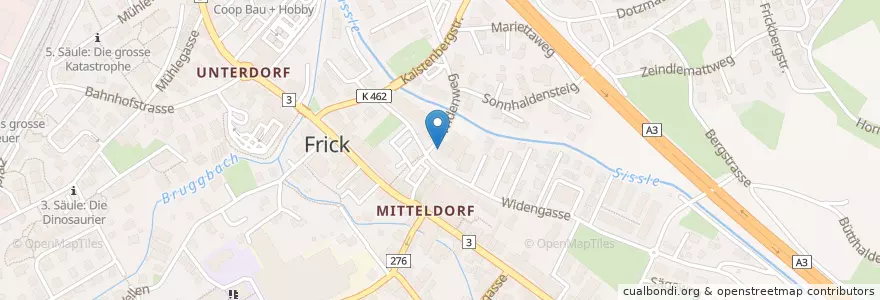 Mapa de ubicacion de Bankomat en 瑞士, Aargau, Bezirk Laufenburg, Frick.