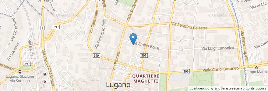 Mapa de ubicacion de Gendarmeria en Schweiz/Suisse/Svizzera/Svizra, Ticino, Distretto Di Lugano, Lugano, Circolo Di Lugano Ovest.