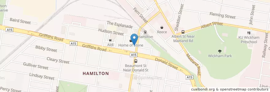 Mapa de ubicacion de Kitami en Australia, New South Wales, Newcastle City Council, Newcastle-Maitland.