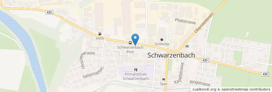 Mapa de ubicacion de Post Schwarzenbach SG en 스위스, Sankt Gallen, Wahlkreis Wil.
