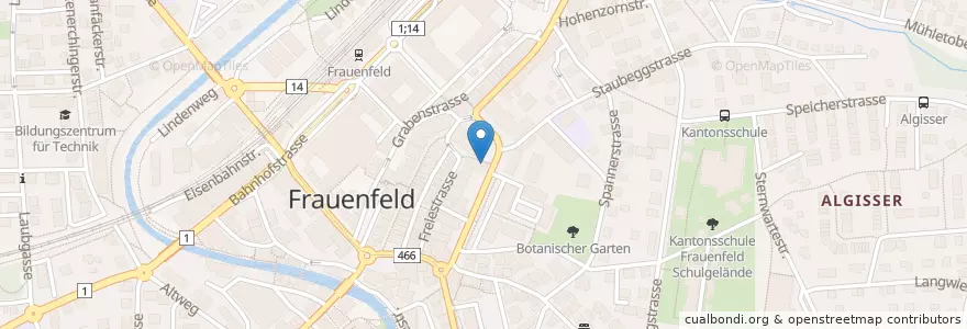 Mapa de ubicacion de Bank Gass en Zwitserland, Thurgau, Bezirk Frauenfeld, Frauenfeld.