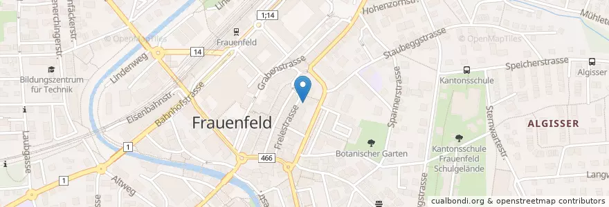 Mapa de ubicacion de Zum goldenen Becher en Schweiz/Suisse/Svizzera/Svizra, Thurgau, Bezirk Frauenfeld, Frauenfeld.