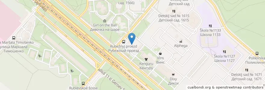 Mapa de ubicacion de Сбербанк en Russia, Distretto Federale Centrale, Москва, Западный Административный Округ, Район Крылатское.