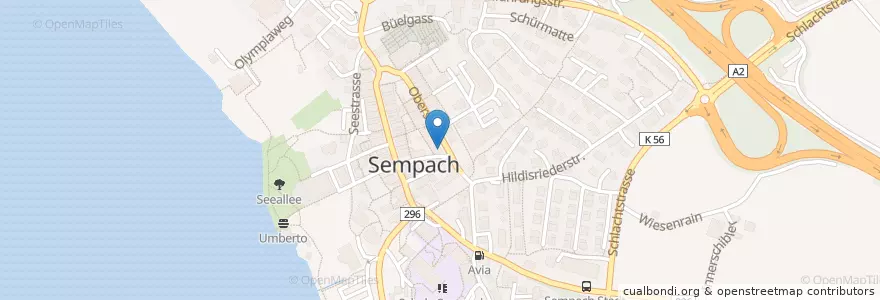 Mapa de ubicacion de Post Sempach en Schweiz/Suisse/Svizzera/Svizra, Luzern, Sempach.