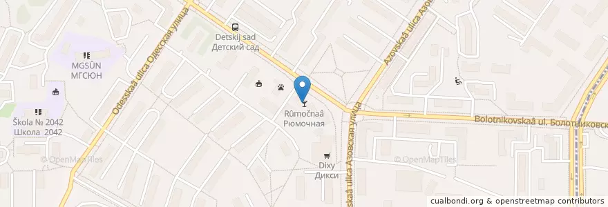 Mapa de ubicacion de Рюмочная en Rusland, Centraal Federaal District, Moskou, Юго-Западный Административный Округ, Район Зюзино.