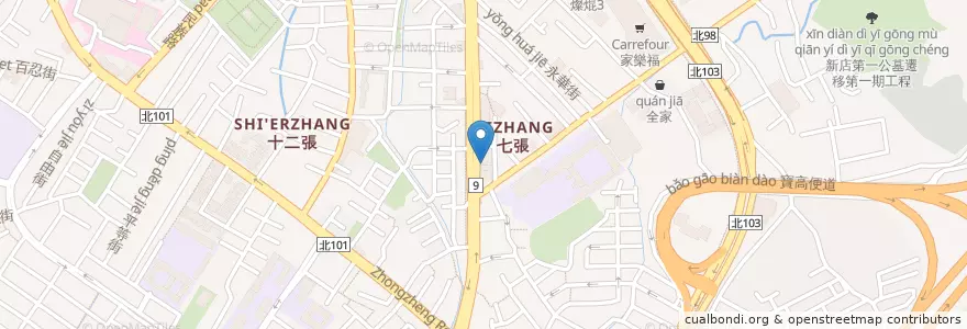 Mapa de ubicacion de 華南商業銀行 en Taiwan, Neu-Taipeh, Xindian.