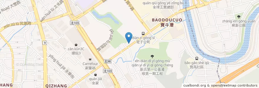 Mapa de ubicacion de 中油寶橋站 en Taïwan, Nouveau Taipei, District De Wenshan, Xindian.