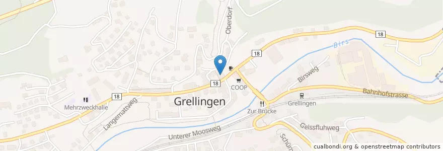 Mapa de ubicacion de Adler en Suiza, Basilea-Campiña, Bezirk Laufen, Grellingen.