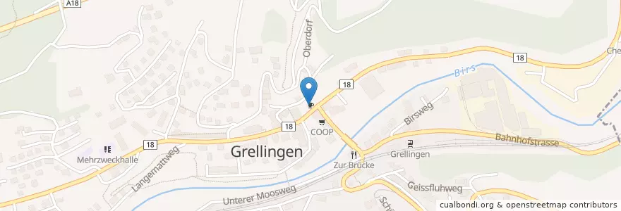 Mapa de ubicacion de Eggfluh en Suiza, Basilea-Campiña, Bezirk Laufen, Grellingen.