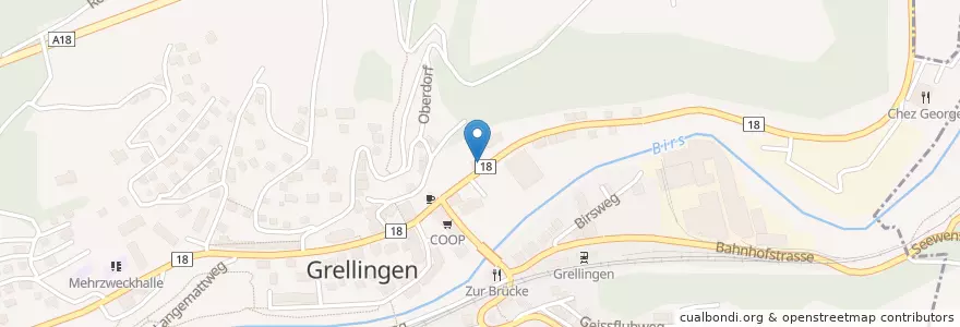 Mapa de ubicacion de Dorfbeizli en Schweiz/Suisse/Svizzera/Svizra, Basel-Landschaft, Bezirk Laufen, Grellingen.