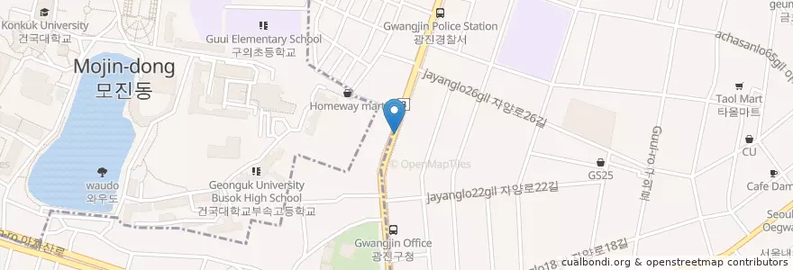 Mapa de ubicacion de 성동식당 en 대한민국, 서울, 광진구, 구의1동, 자양1동.