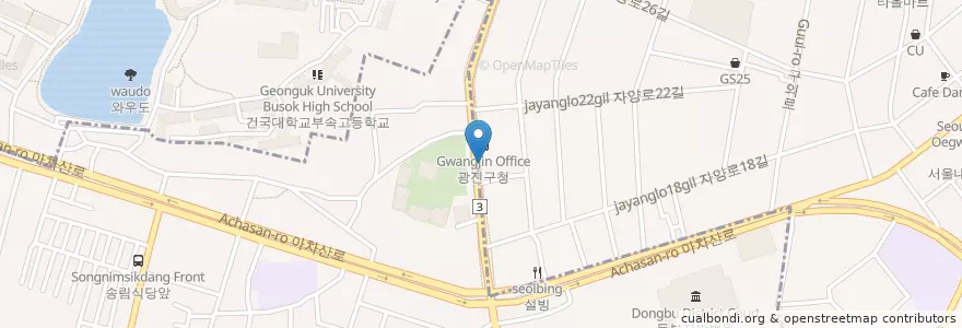 Mapa de ubicacion de Isaac en Corea Del Sur, Seúl, 광진구, 구의1동, 자양1동.