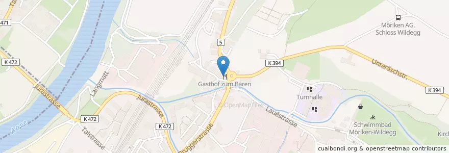 Mapa de ubicacion de Gasthof zum Bären en Suiza, Aargau, Bezirk Lenzburg.