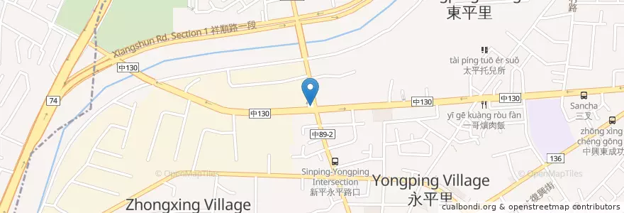 Mapa de ubicacion de 新平加油站 en تايوان, تاي شانغ, 太平區.