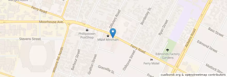 Mapa de ubicacion de Ferry Road Dental en Nova Zelândia, Canterbury, Christchurch City, Linwood-Central-Heathcote Community.